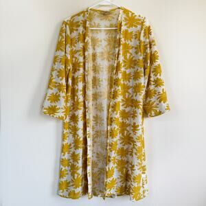 Lavish Floral Burnout Cottagecore Cover Up Bohemian Yellow Swim Beach SMALL